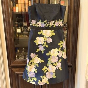 Ann Taylor LOFT floral A-line strapless dress size 4P